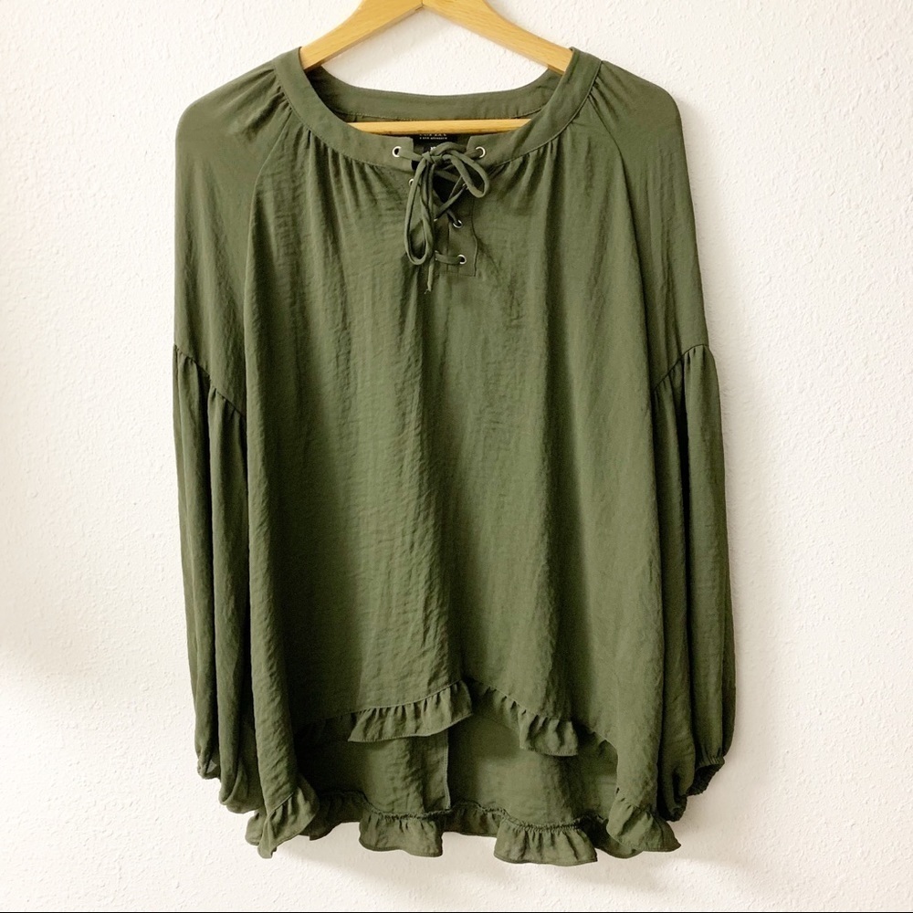 a.n.a. Boho style top.  Olive green.  X Small